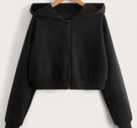Solid Zip Up Crop Hoodie