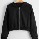 Solid Zip Up Crop Jacket