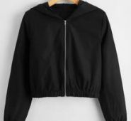 Solid Zip Up Crop Jacket