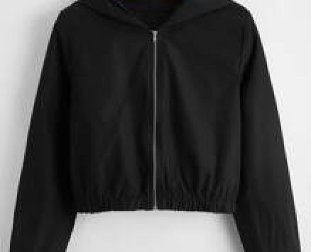 Solid Zip Up Crop Jacket