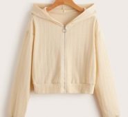 Solid Zip Up Crop Jacket