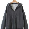 Solid Zip Up Drawstring Hooded Sweatshirt