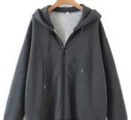 Solid Zip Up Drawstring Hooded Sweatshirt