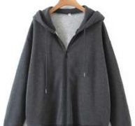 Solid Zip Up Drawstring Hooded Sweatshirt