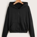 Solid Zip Up Pocket Hoodie