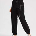 Solid Zipper Chain Ring Joggers