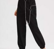 Solid Zipper Chain Ring Joggers