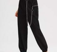 Solid Zipper Chain Ring Joggers