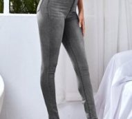 Solid Zipper Fly Skinny Jeans