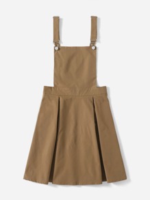 Solid Zipper Pinafore Dress