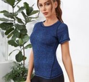 Space Dye Contrast Topstitching Sports Tee