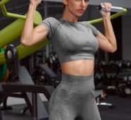 Space Dye Raglan Sleeve Seamless Sports Tee & Biker Shorts