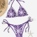 Spider Web Tie Side Bikini Swimsuit