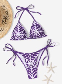 Spider Web Tie Side Bikini Swimsuit