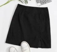 Split Hem Cord Skirt