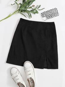 Split Hem Cord Skirt