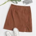 Split Hem Corduroy Mini Skirt