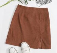 Split Hem Corduroy Mini Skirt