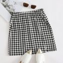 Split Hem Gingham Skirt