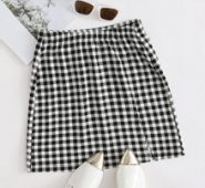 Split Hem Gingham Skirt