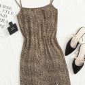 Split Hem Leopard Slip Dress