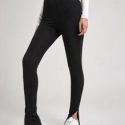 Split Hem Rib-knit Fitted Pants