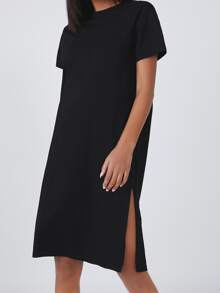 Split Hem Solid Dress