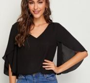 Split Sleeve Solid Top