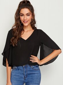 Split Sleeve Solid Top