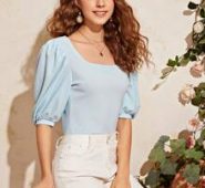 Square Neck Puff Sleeve Top