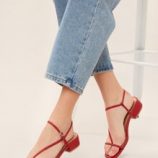 Square Open Toe Asymmetric Strap Low Heel Sandals