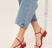 Square Open Toe Asymmetric Strap Low Heel Sandals