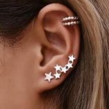 Star Charm Ear Crawler & Cuff Earrings Set