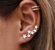 Star Charm Ear Crawler & Cuff Earrings Set