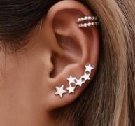 Star Charm Ear Crawler & Cuff Earrings Set