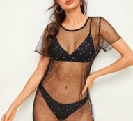 Star Mesh Cover Up Top Without Swimwear