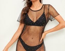 Star Mesh Cover Up Top Without Swimwear