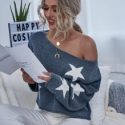 Star Print Drop Shoulder Boxy Sweater