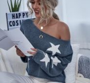 Star Print Drop Shoulder Boxy Sweater