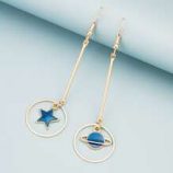 Star & Planet Charm Mismatched Drop Earrings