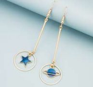 Star & Planet Charm Mismatched Drop Earrings