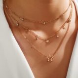 Star & Rhinestone Charm Layered Necklace