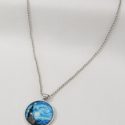 Starry Night Pattern Round Charm Necklace