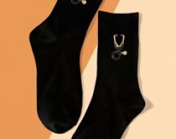 Stethoscope Print Crew Socks