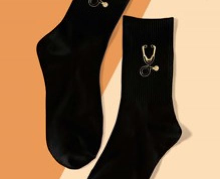 Stethoscope Print Crew Socks