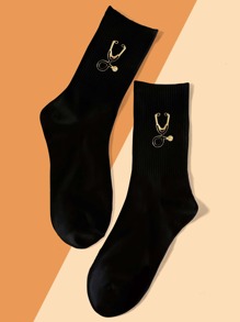 Stethoscope Print Crew Socks