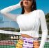 Stitch Detail Asymmetrical Hem Rib-knit Tee