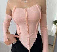 Stitch Trim Split Cuff Bandana Top