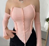 Stitch Trim Split Cuff Bandana Top