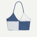 Stitching Trim Colorblock Crop Halter Top